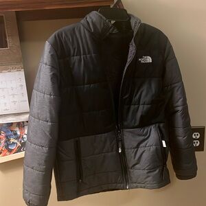 North face grey fuzzy lining jacket boys XL
